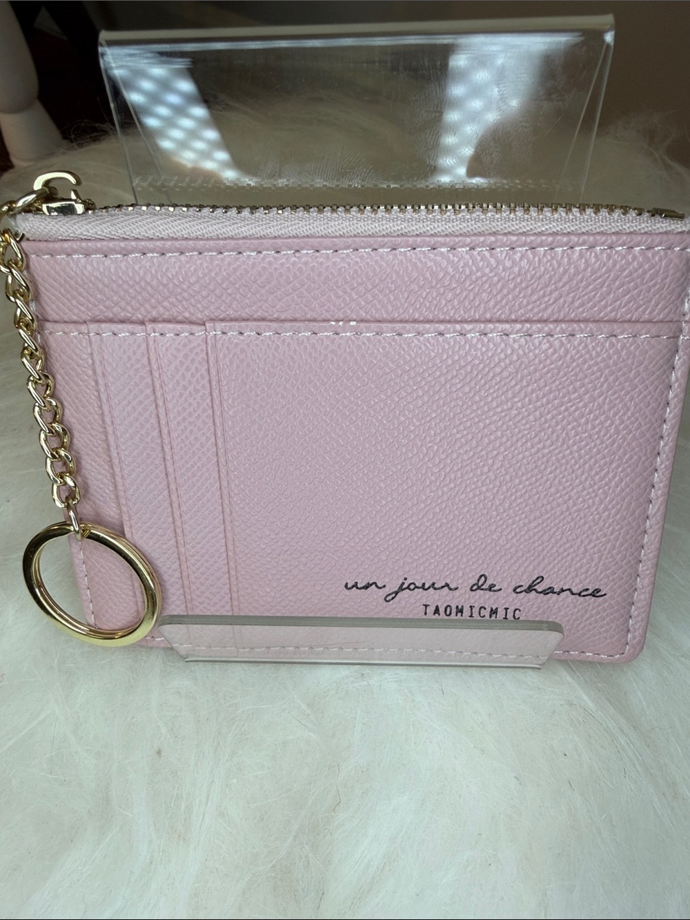 TAOMICMIC small wallet/ coin purse key holder blush pink pebble leather EUC